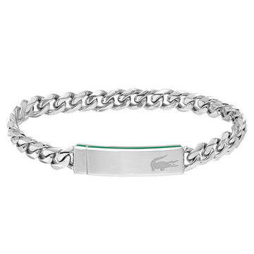 Ανδρικό βραχιόλι Lacoste 2040081 ατσάλινο σε ασημί χρώμα με ταυτότητα.